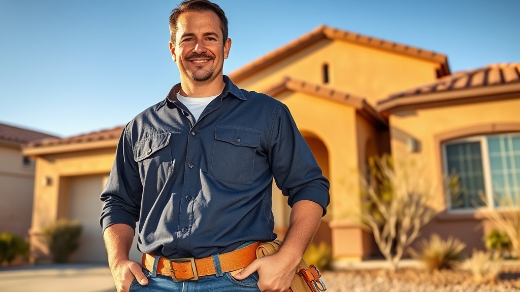 Professional handyman working on a Yuma Arizona home exterior